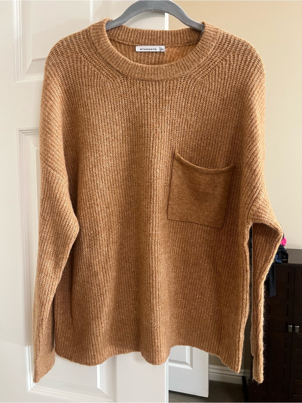 Staccato Camel Knit Sweater with Pocket